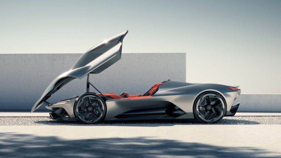  Side view of Corvette CX with canopy open. Concept vehicle shown. Not available for sale.